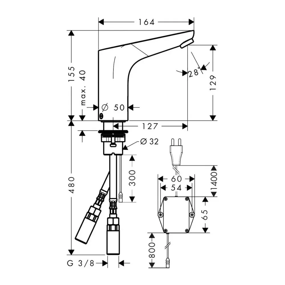Hansgrohe senzorska slavina za umivaonik Metris s 31102000