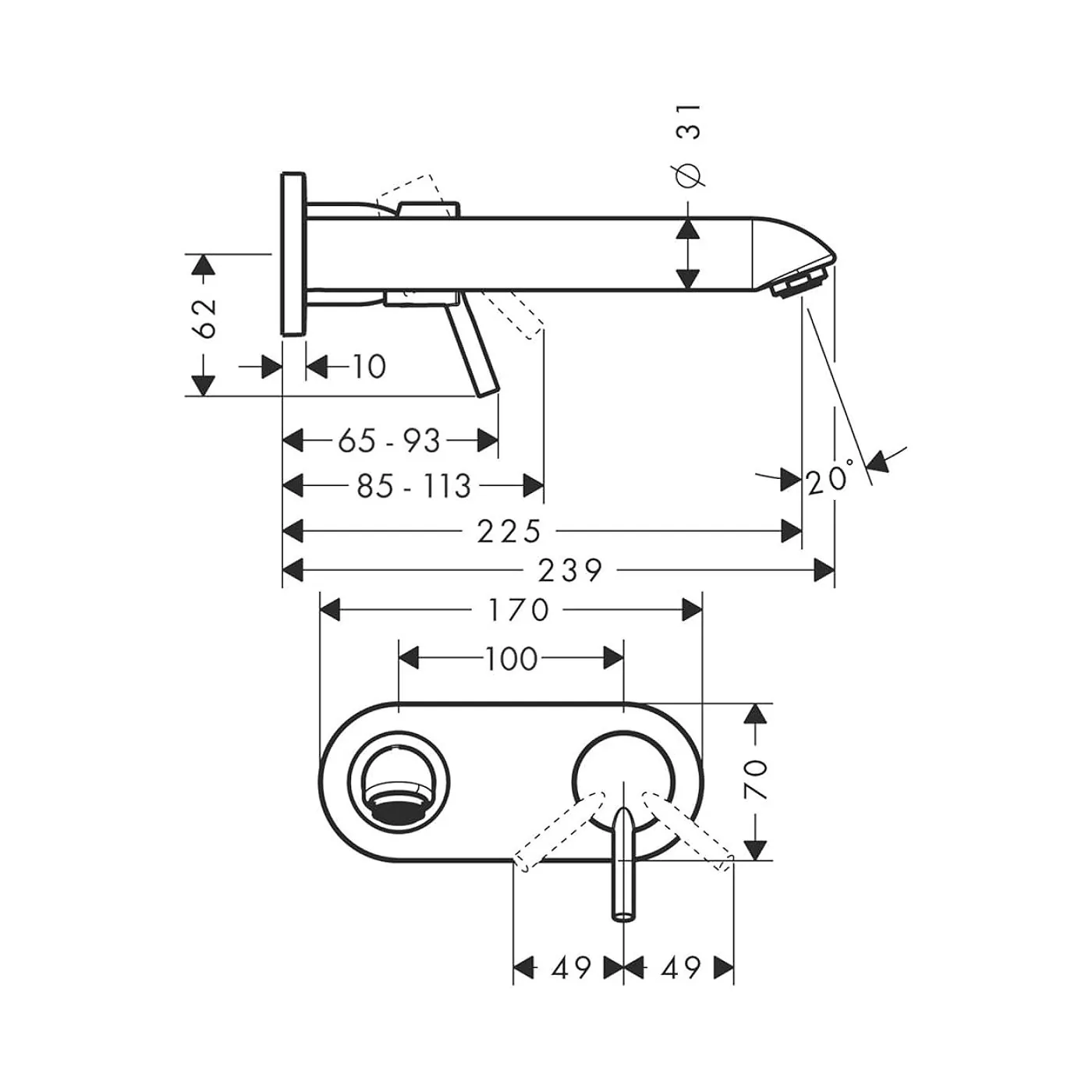 Hansgrohe Talis S2 zidna slavina za umivaonik 31611000