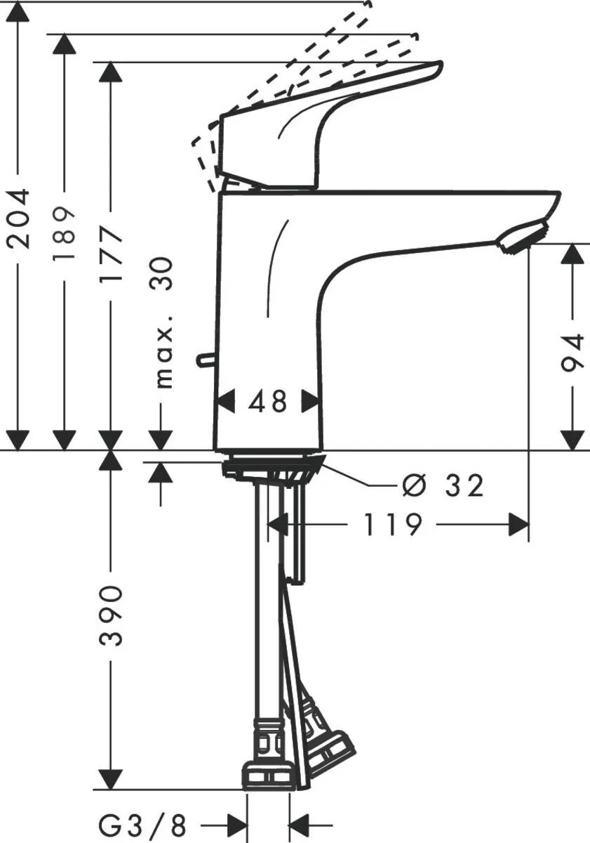 Hansgrohe focus 100 eco slavina za umivaonik 31657000