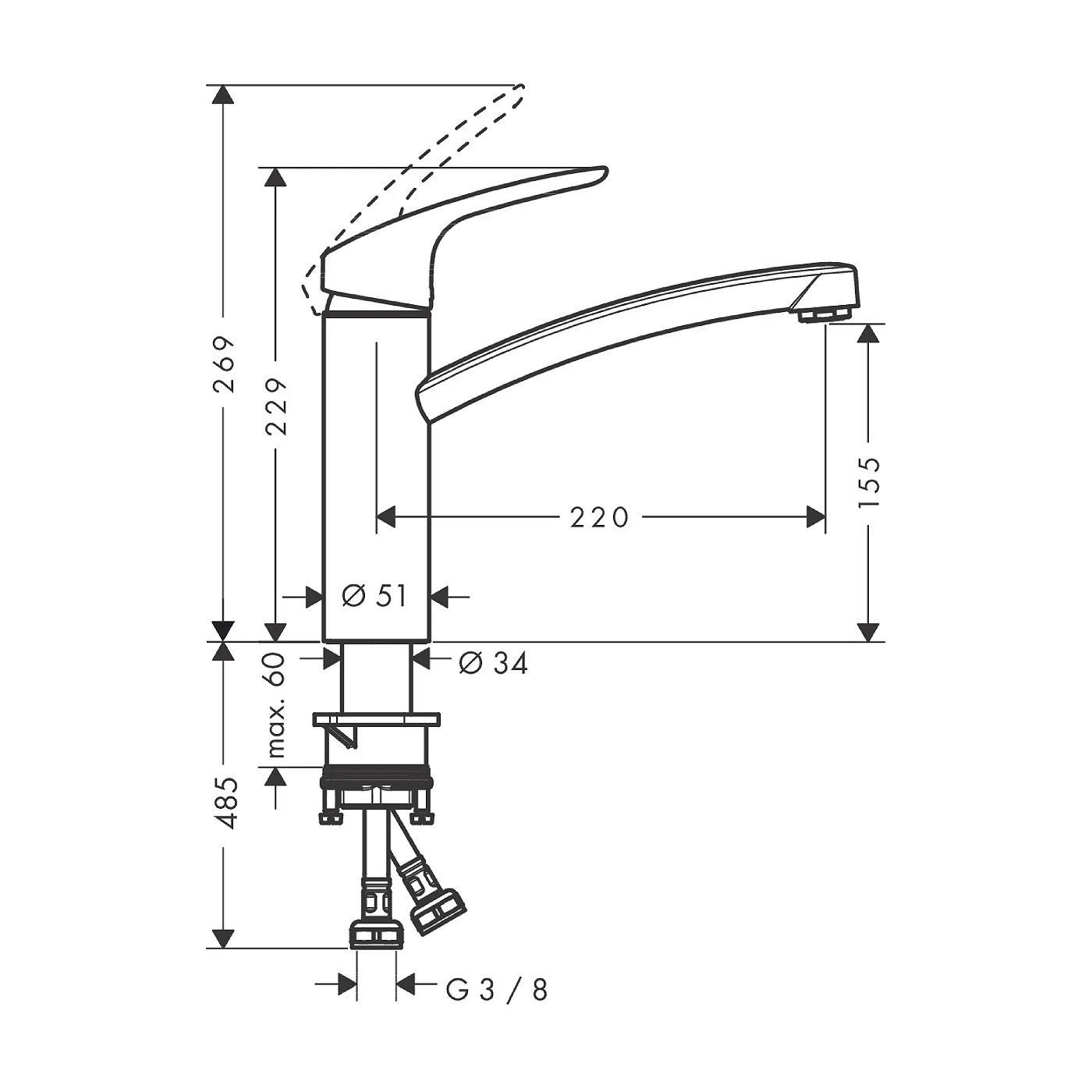 Hansgrohe Focus M41 slavina za sudoperu 160 31806000