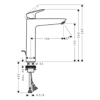 Hansgrohe Logis 190 slavina za umivaonik sa podsklopom matt black 71090670