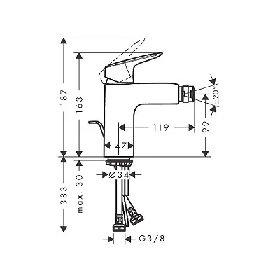 Hansgrohe Logis 100 slavina za bide sa podsklopom matt black 71200670