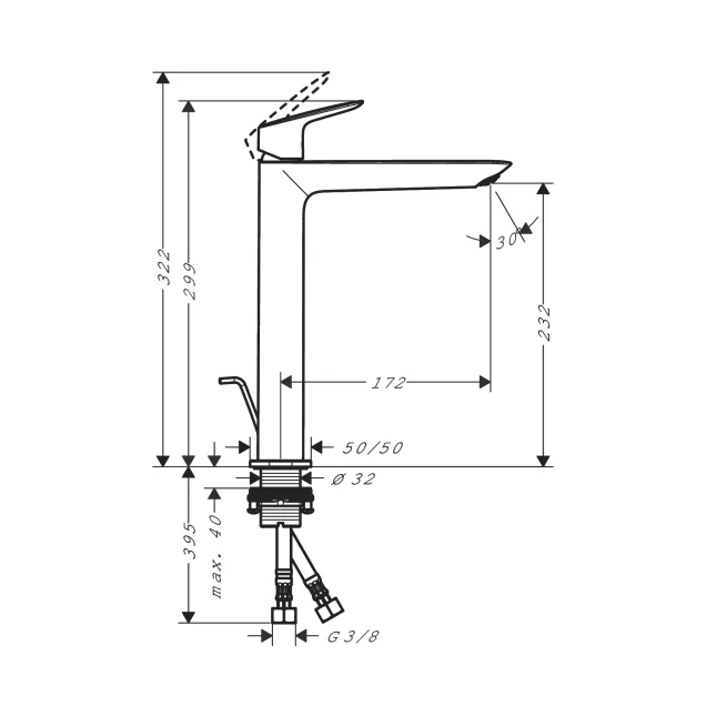 Hansgrohe Logis fine 240 slavina za umivaonik sa podsklopom matt black 71257670