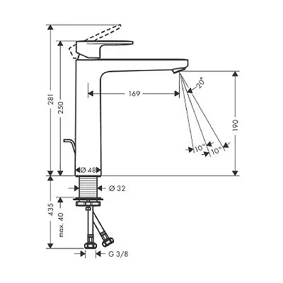 Hansgrohe Vernis Blend za umivaonik 190  matt black 71552670