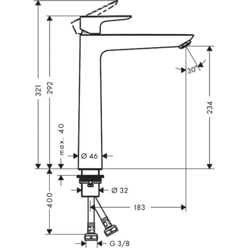 Hansgrohe tails e 240 slavina za umivaonik bez podsklopa matt black 71717670