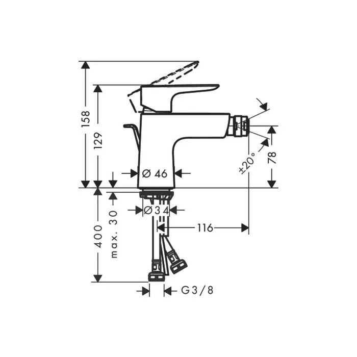 Hansgrohe Talis E slavina za bide polished gold optic 71720990