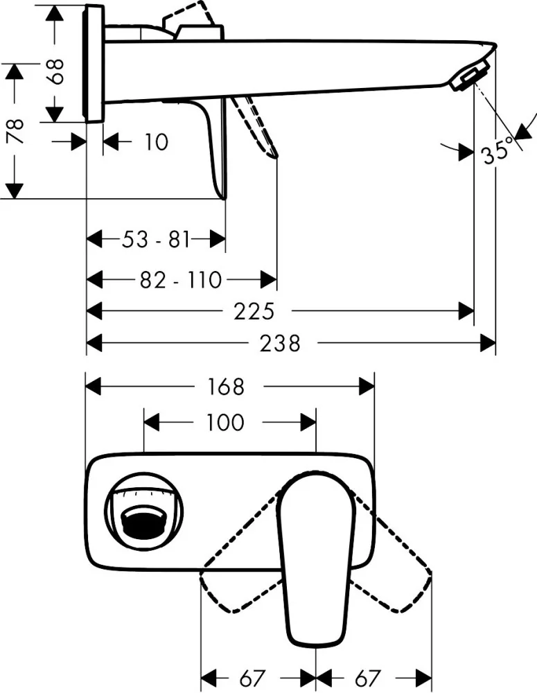 Hansgrohe Talis E zidna za umivaonik boja brusena crna 71734340