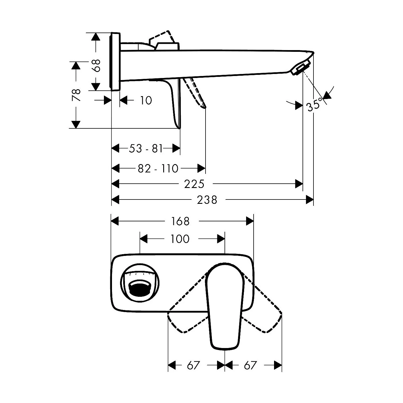 Hansgrohe Talis E zidna slavina za umivaonik matt black 71734670