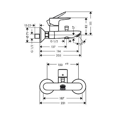 Hansgrohe Talis E slavina za kadu 71740000