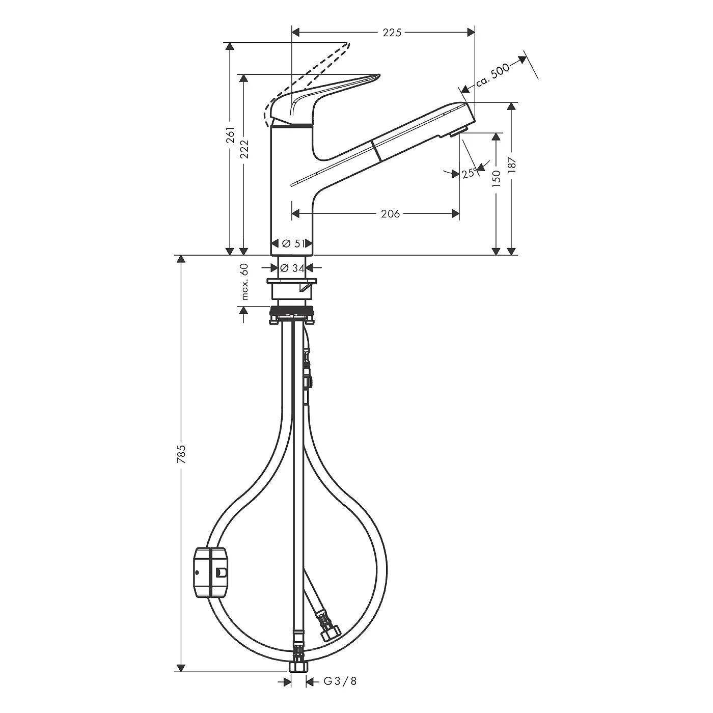 Hansgrohe Focus M42 slavina za sudoperu 150 sa izvlačnim tušem 71814000