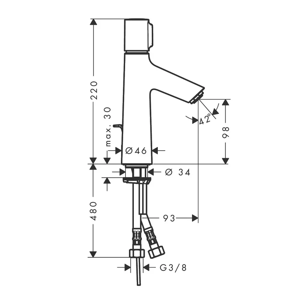 Hansgrohe Talis Select s 190 slavina za umivaonik bez podsklopa 72045000
