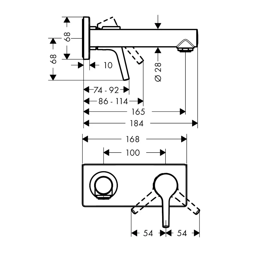 Hansgrohe Talis S zidna slavina za umivaonik izliv 165mm 72110000