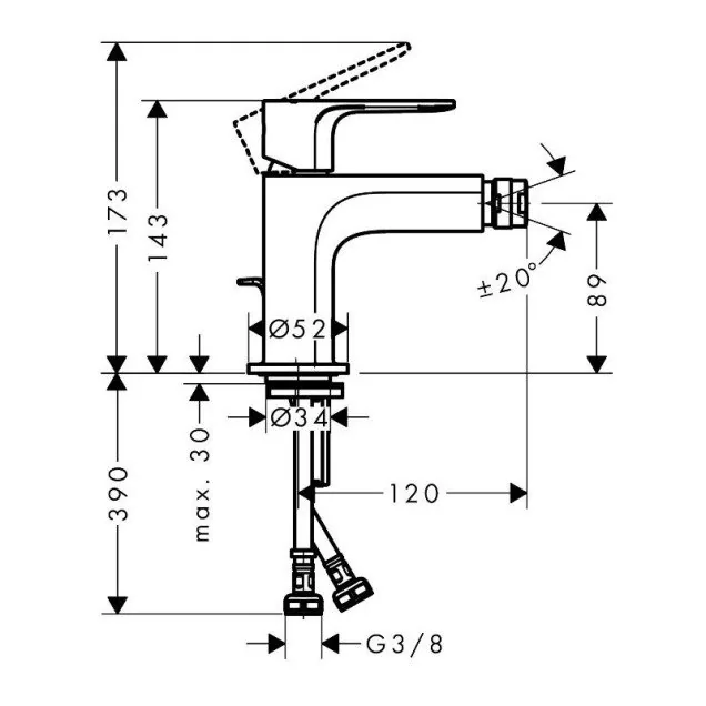 Hansgrohe Rebris S slavina za bide sa podsklopom 72210000