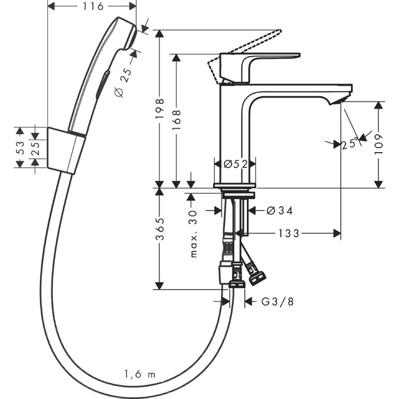 Hansgrohe Rebris E 110 slavina za umivaonik set sa higijenskim tušem 72216000