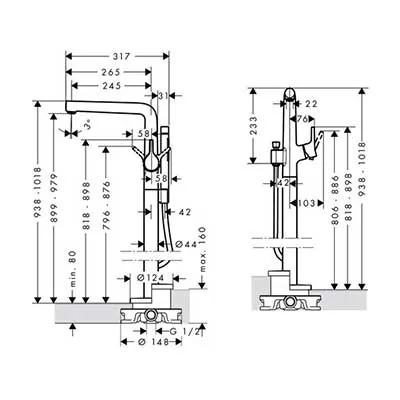 Hansgrohe Talis S podna slavina za kadu 72412000