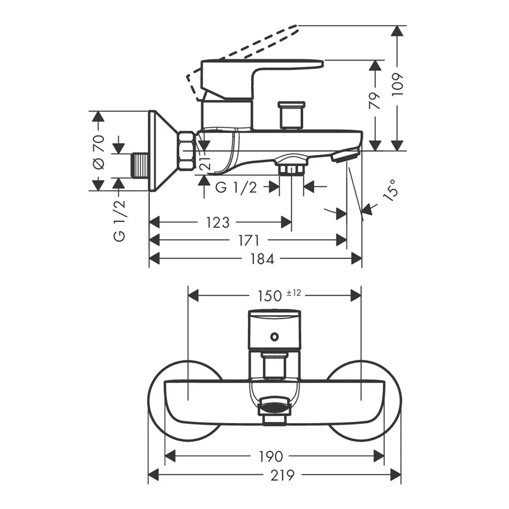 Hansgrohe Rebris S slavina za kadu 72440000