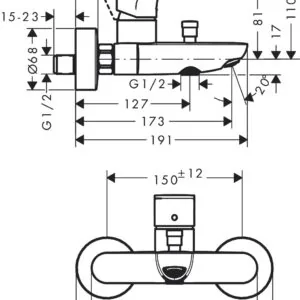 Hansgrohe Rebris S slavina za kadu 72440000