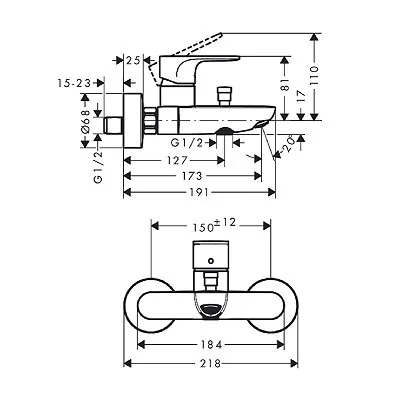 Hansgrohe Rebris S slavina za kadu matt black 72440670