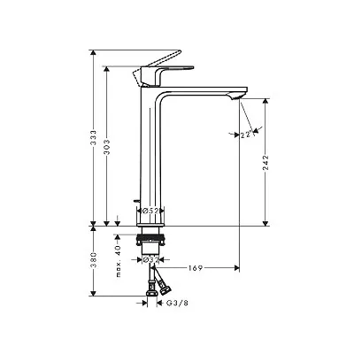 Hansgrohe Rebris S 240 slavina za umivaonik sa podsklopom coolstart matt black 72580670