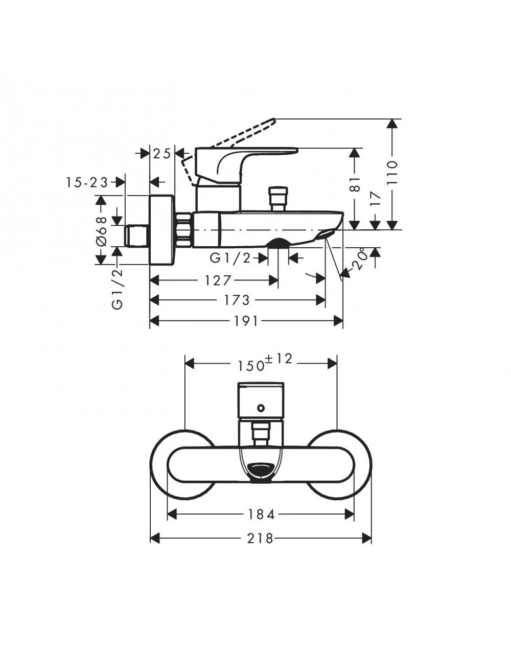 Hansgrohe Rebris S slavina za tuš kadu 72640000