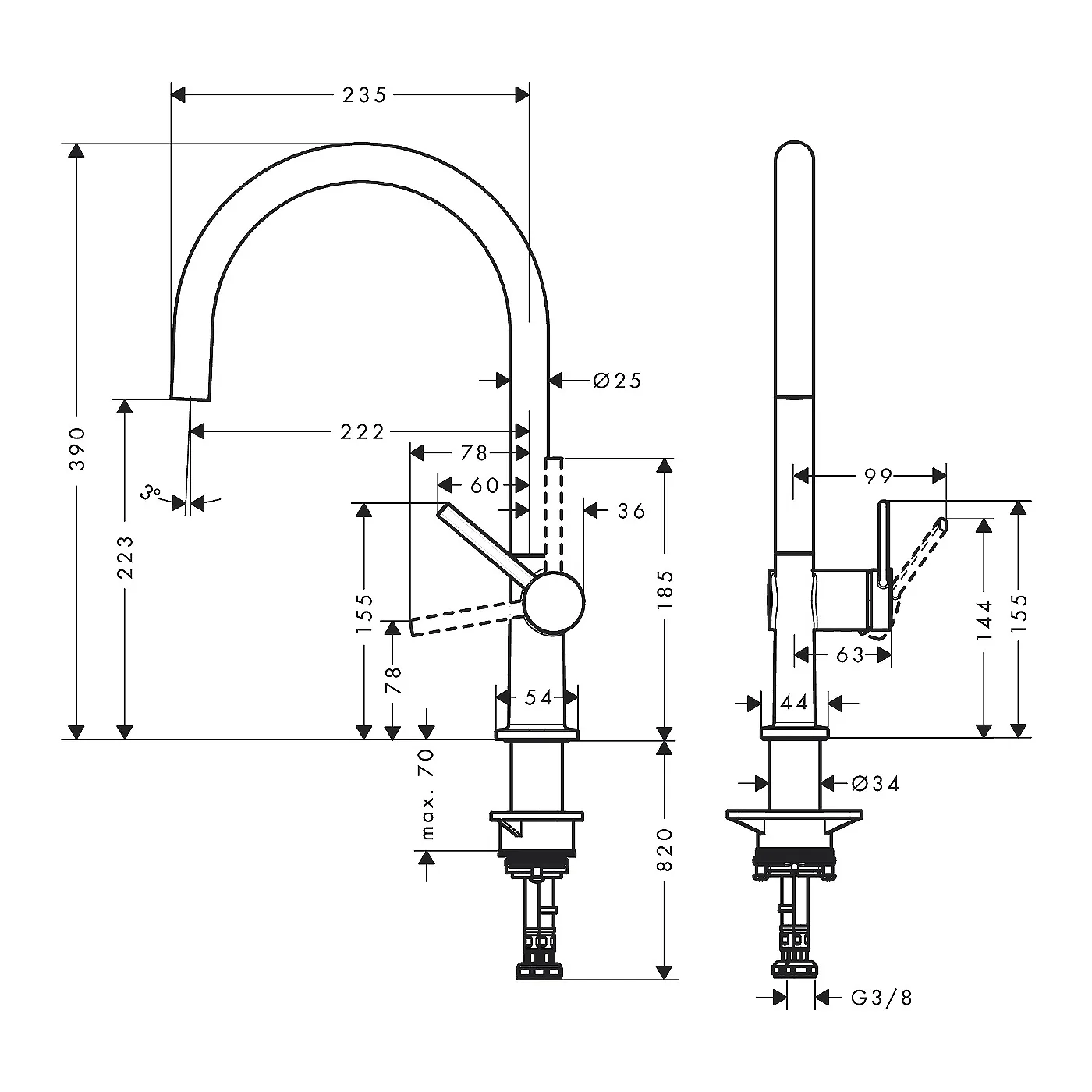 Hansgrohe Talis M54 slavina za sudoperu 220 matt black 72804670
