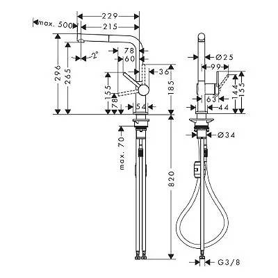 Hansgrohe Talis M54 slavina za sudoperu 270 sa izvlačnim tušem 72808000