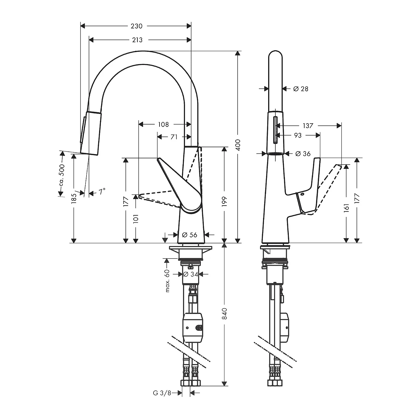 Hansgrohe Talis M51 slavina za sudoperu 200 sa izvlačnim tušem 2 mlaza 72813000