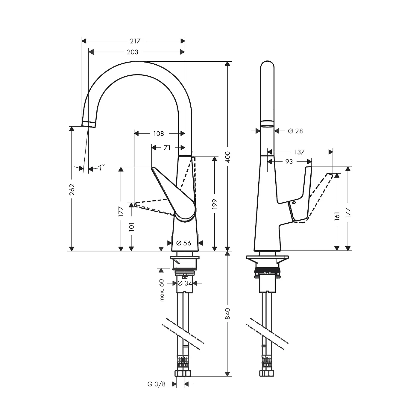 Hansgrohe Talis M51 slavina za sudoperu 260 EcoSmart 72816000