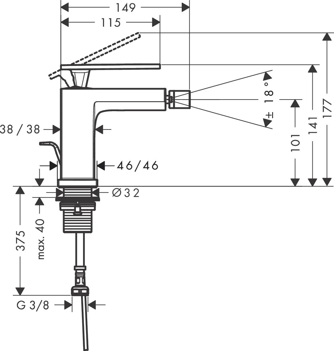 Hansgrohe Tecturis Slavina za bide sa podsklopom 73200000