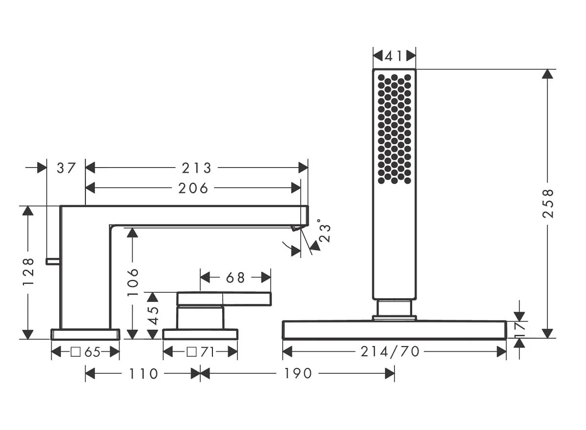 Hansgrohe Tecturis E ugradna slavina za kadu na 3 rupe matt black 73443670