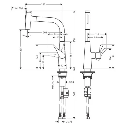 Hansgrohe Metris Select M71 slavina za sudoperu 240 sa izvlačnim tušem 2 mlaza 73822000