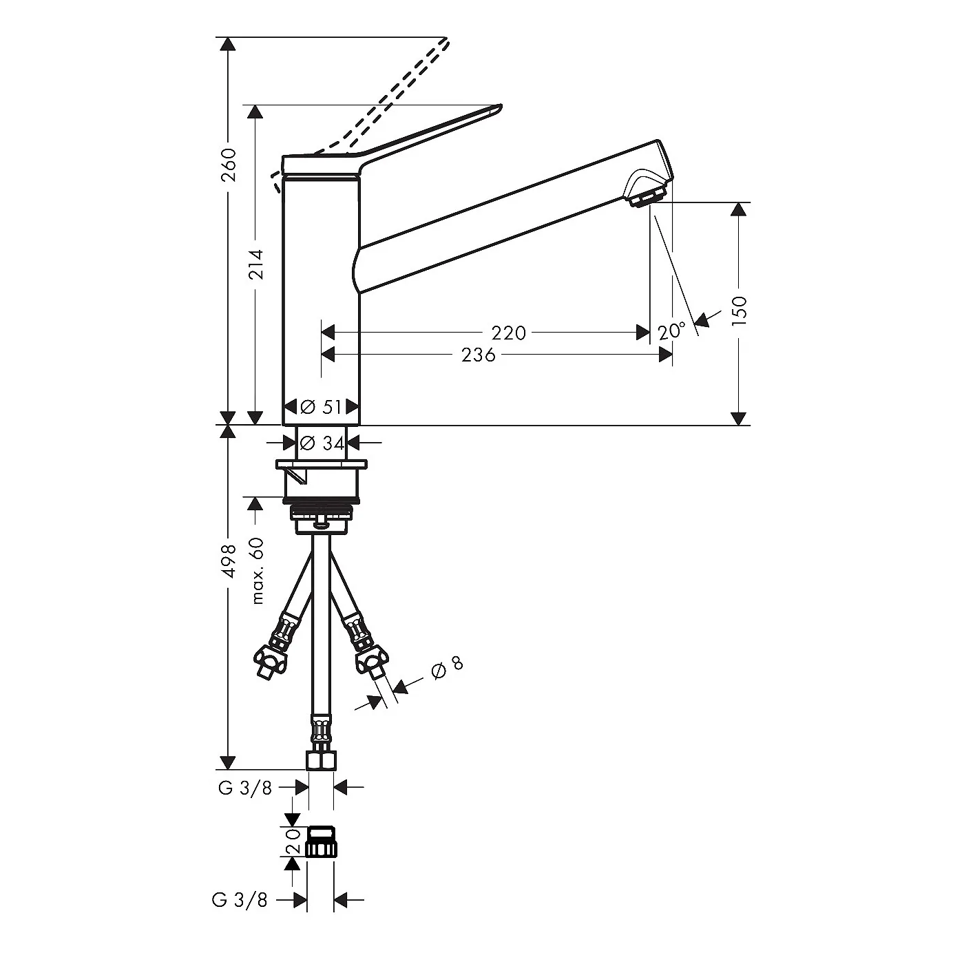Hansgrohe Zesis M33 slavina za sudoperu 150 trocevna 74806000
