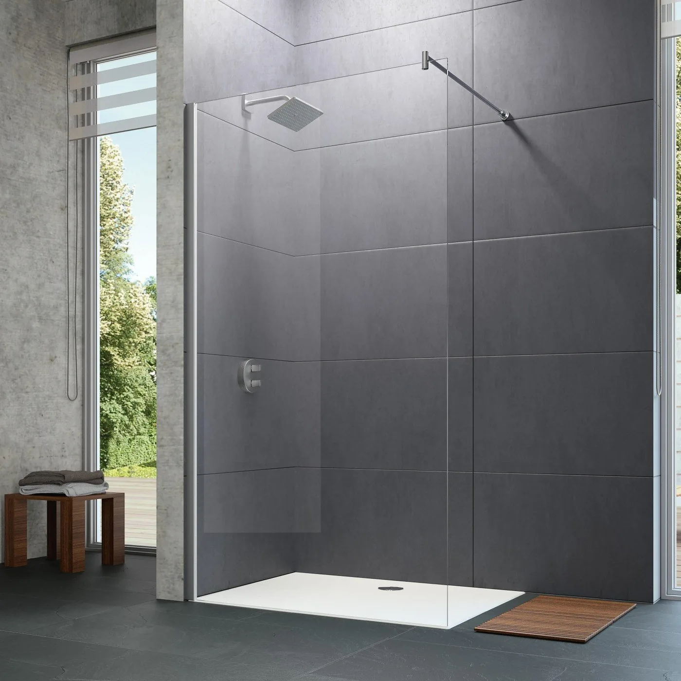 Huppe Samostojeći Panel Od 90 Prozirno Antiplak Staklo, Silver H=2M 21H0169999927500