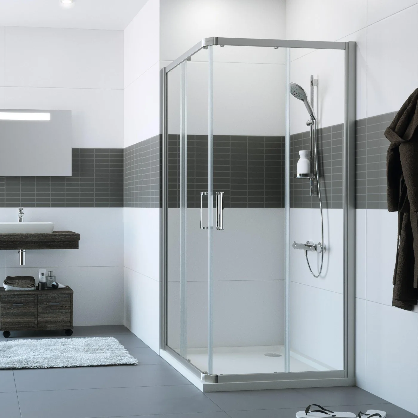 Huppe Classics 2 Tuš Kabina 90X90 Četvrtasta Prozirno Antiplak Staklo Mat Silver H=1.9M C20103.087.322