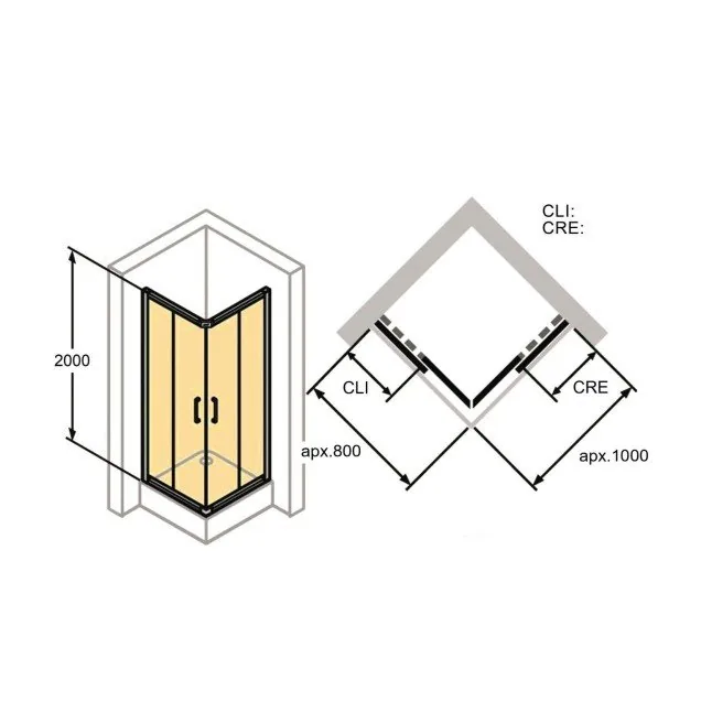Huppe Classics 2 Tuš Kabina 80X100 Četvrtasta Prozirno Antiplak Staklo, Ugaoni Ulaz Silver H=2M C20180.069.322