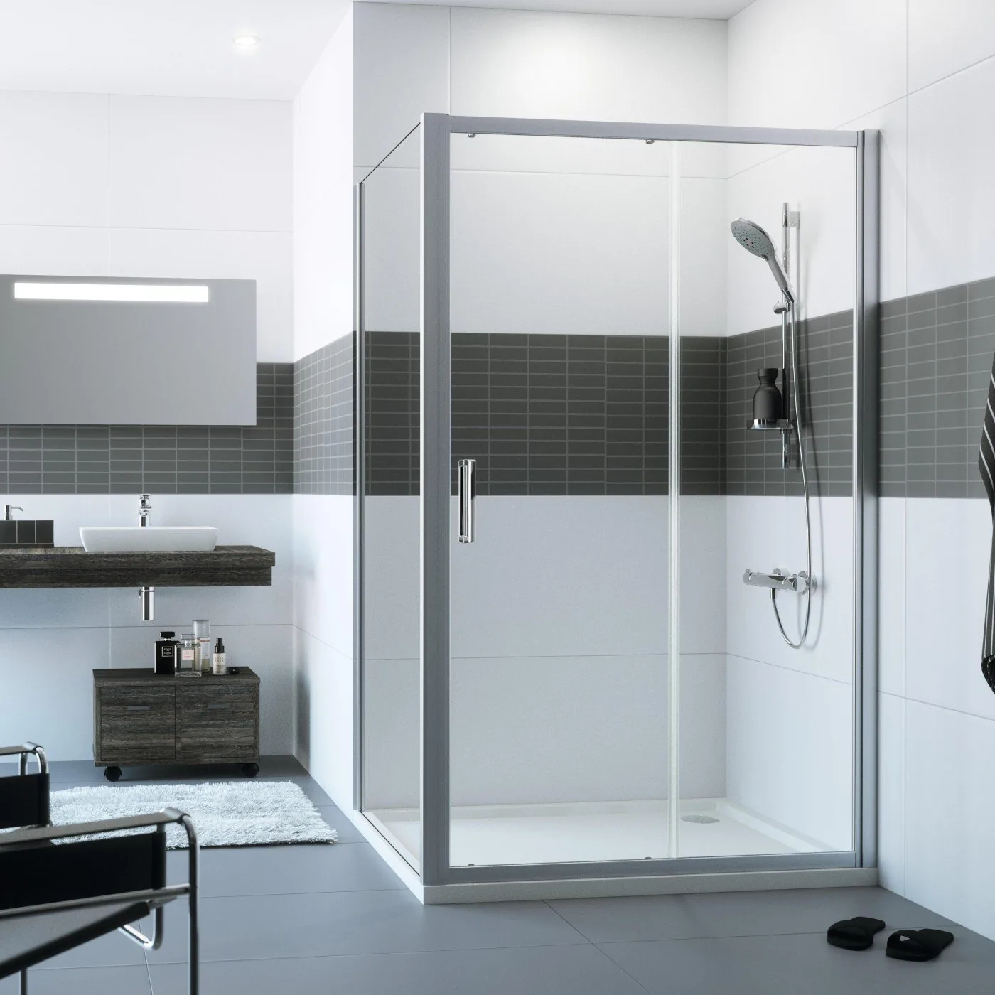 Huppe Classics 2 Tuš Vrata 100 Dvodelno Prozirno Antiplak, Silver H=2M C20408.069.322