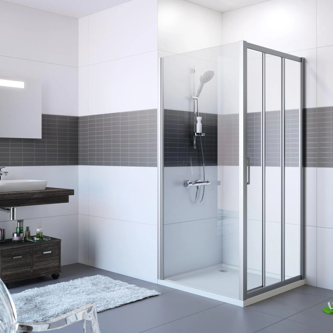 Huppe Classics 2 Bocni Panel Od 70 Prozirno Antiplak, Mat Silver H=1.9M C20501.087.322