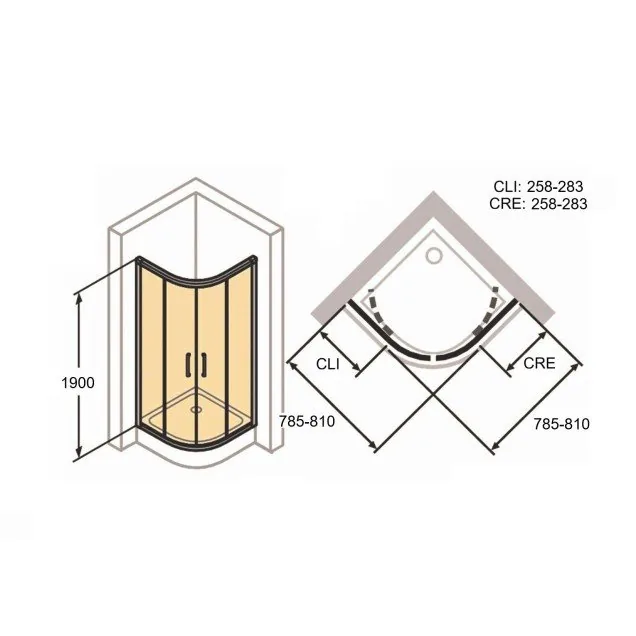 Huppe Classics 2 Tuš Kabina 80 Polukružna Prozirno Antiplak Staklo Mat Silver H=1.9M C20603.087.322