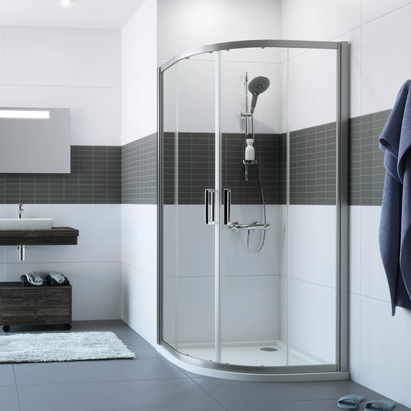 Huppe Classics 2 Tuš Kabina 90 Polukružna Prozirno Antiplak Staklo Silver H=2M C20619.069.322