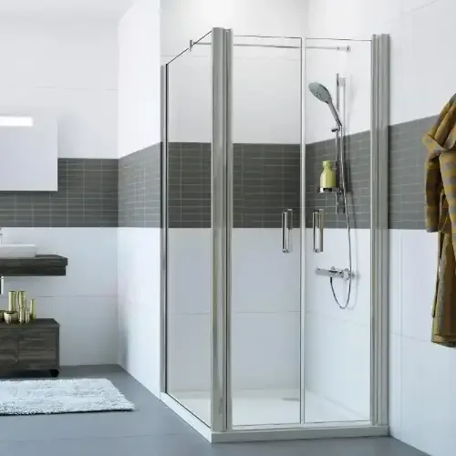 Huppe Classics 2 Pivot Vrata Sa Fiksnim Delom 120 Mtm Prozirno Antiplak, Mat Silver  C23280.087.322