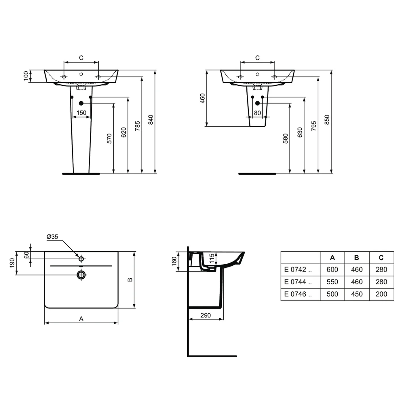 Ideal Standard Connect Air lavabo 60x46x16 E074201