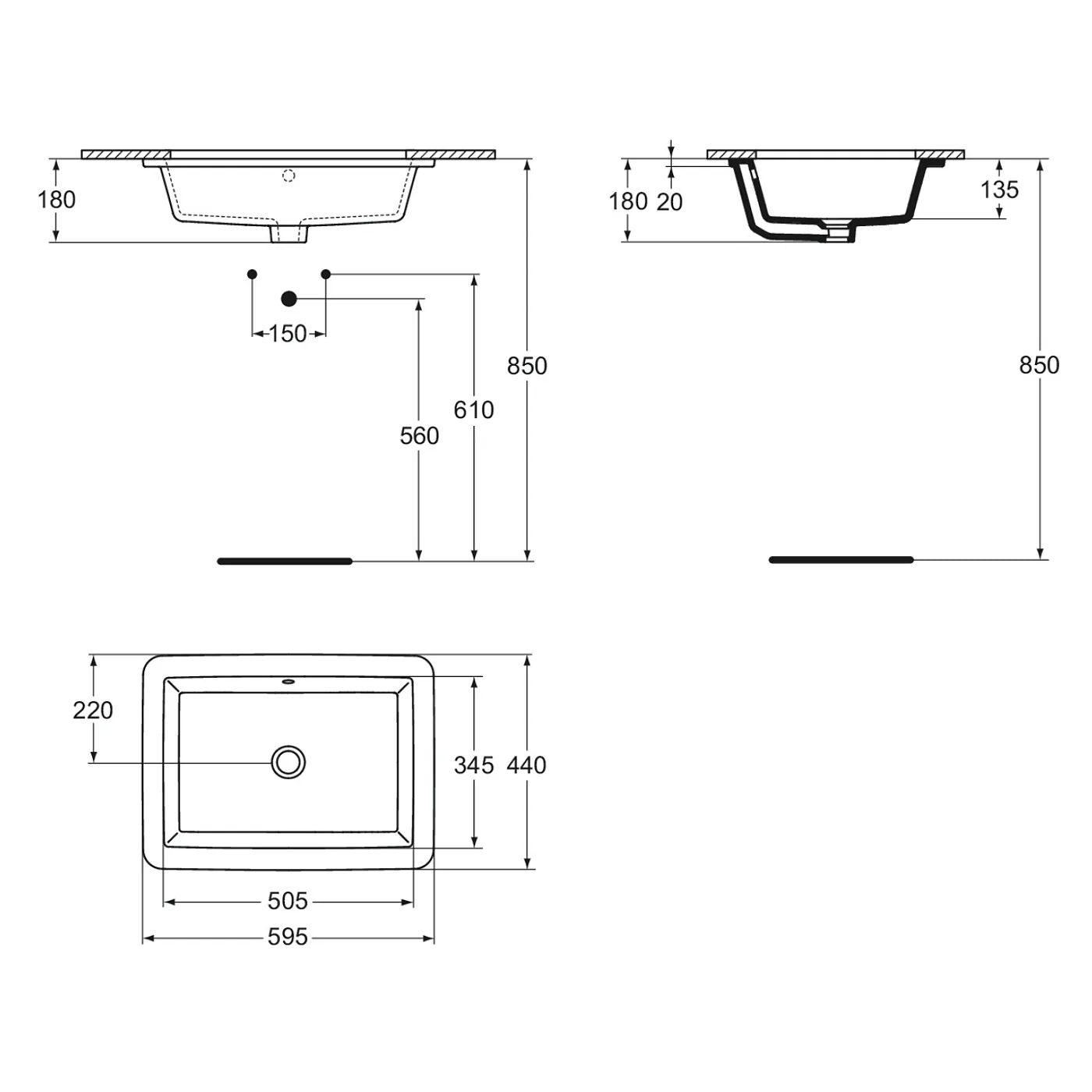 Ideal Standard Strada podgradni lavabo 60x34 K077901