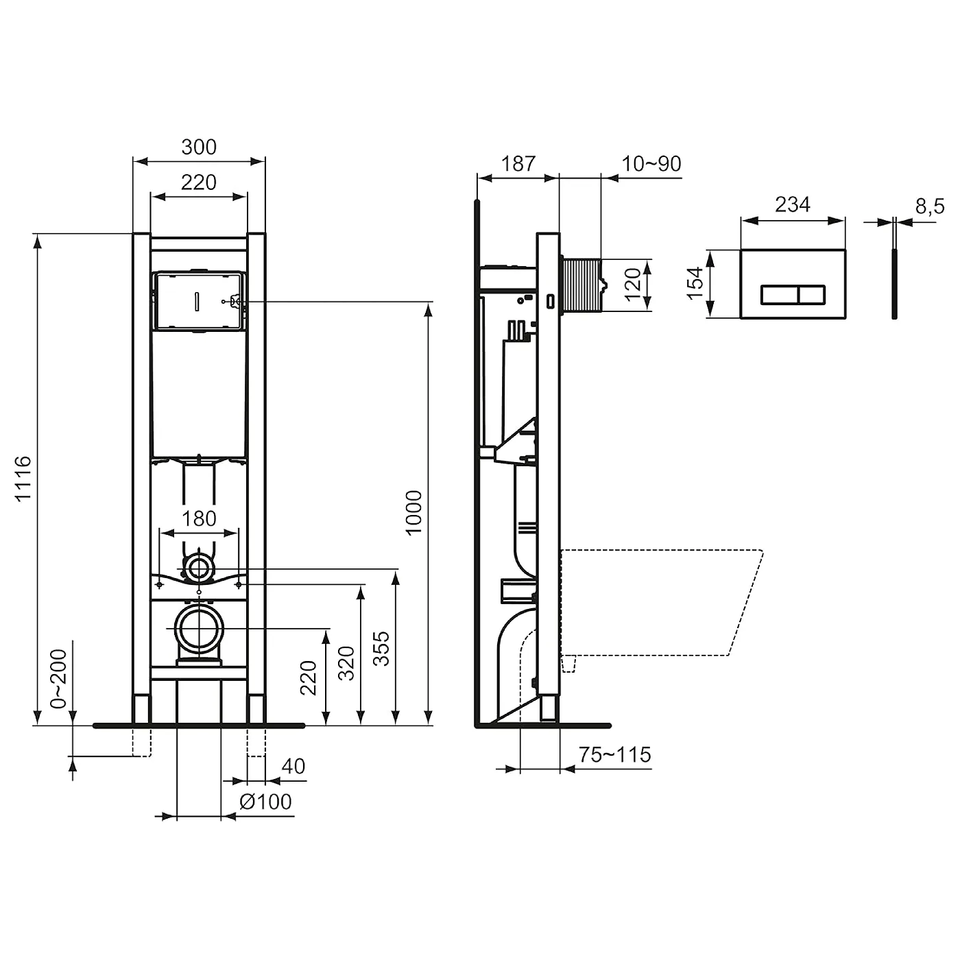 Ideal Standard Oleas tipka dvokoličinska bela R0121AC