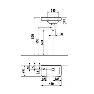 Jika Cubito lavabo 45x25 8.1142.3.000.105.1