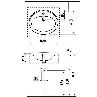 Jika Ibon ugradni lavabo 52x41 8.1301.0.000.104.1