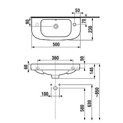 Jika Deep lavabo 50x23 levi 8.1561.5.000.105.1