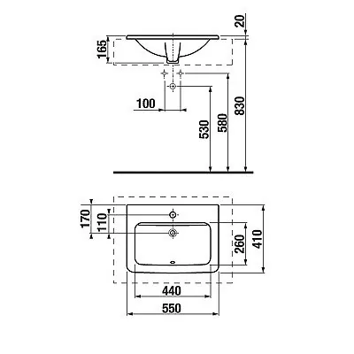 Jika Cubito lavabo ugradni 55x41 8.1742.2.000.104.1