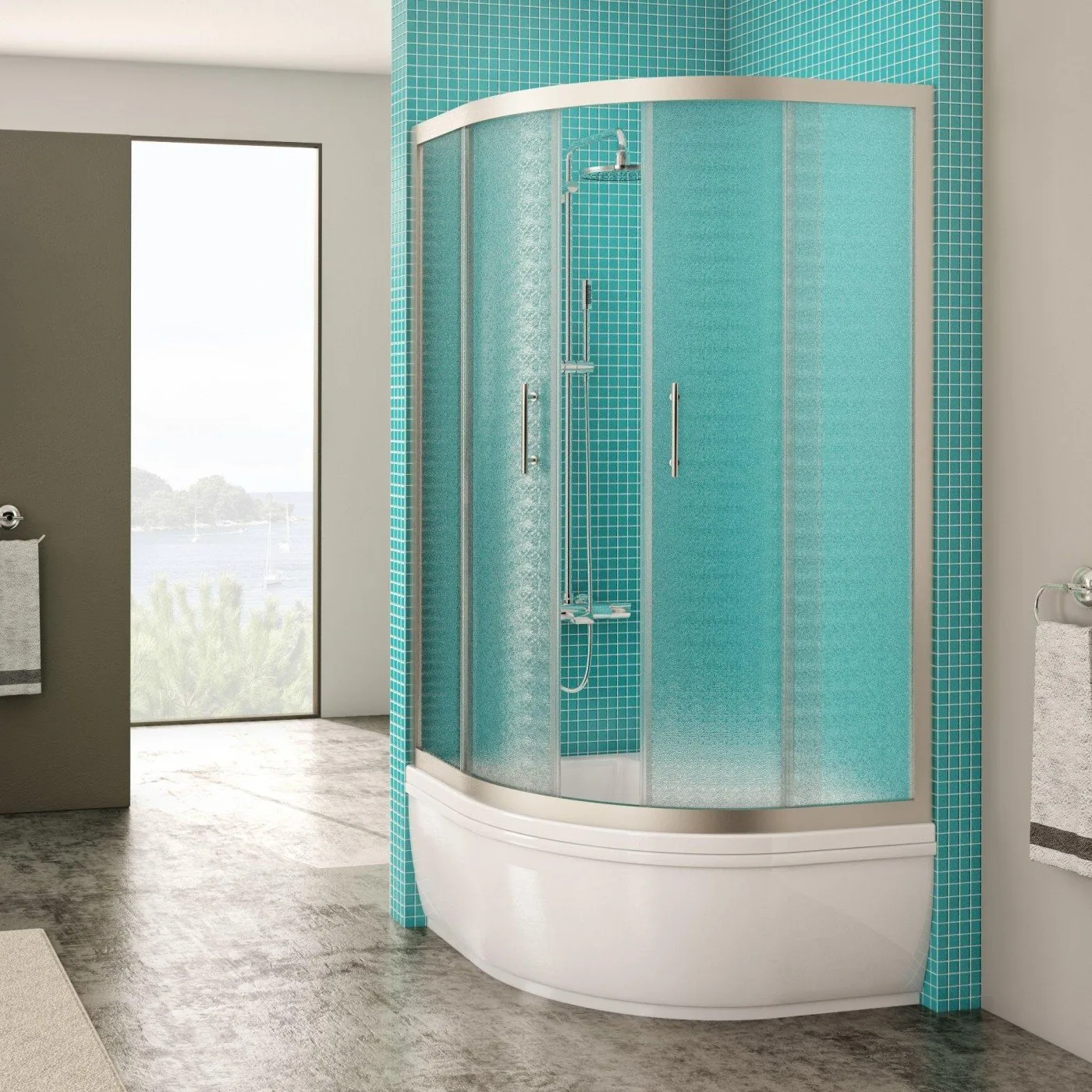 Tuš kabina Kolpa San SQ Line Dixie 90x90 R550 Chrome polukružna 1600mm