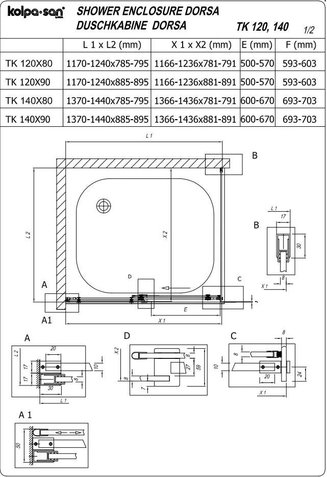 Kolpa san tuš kabina Dorsa TK 120X90/K BRILL UNI