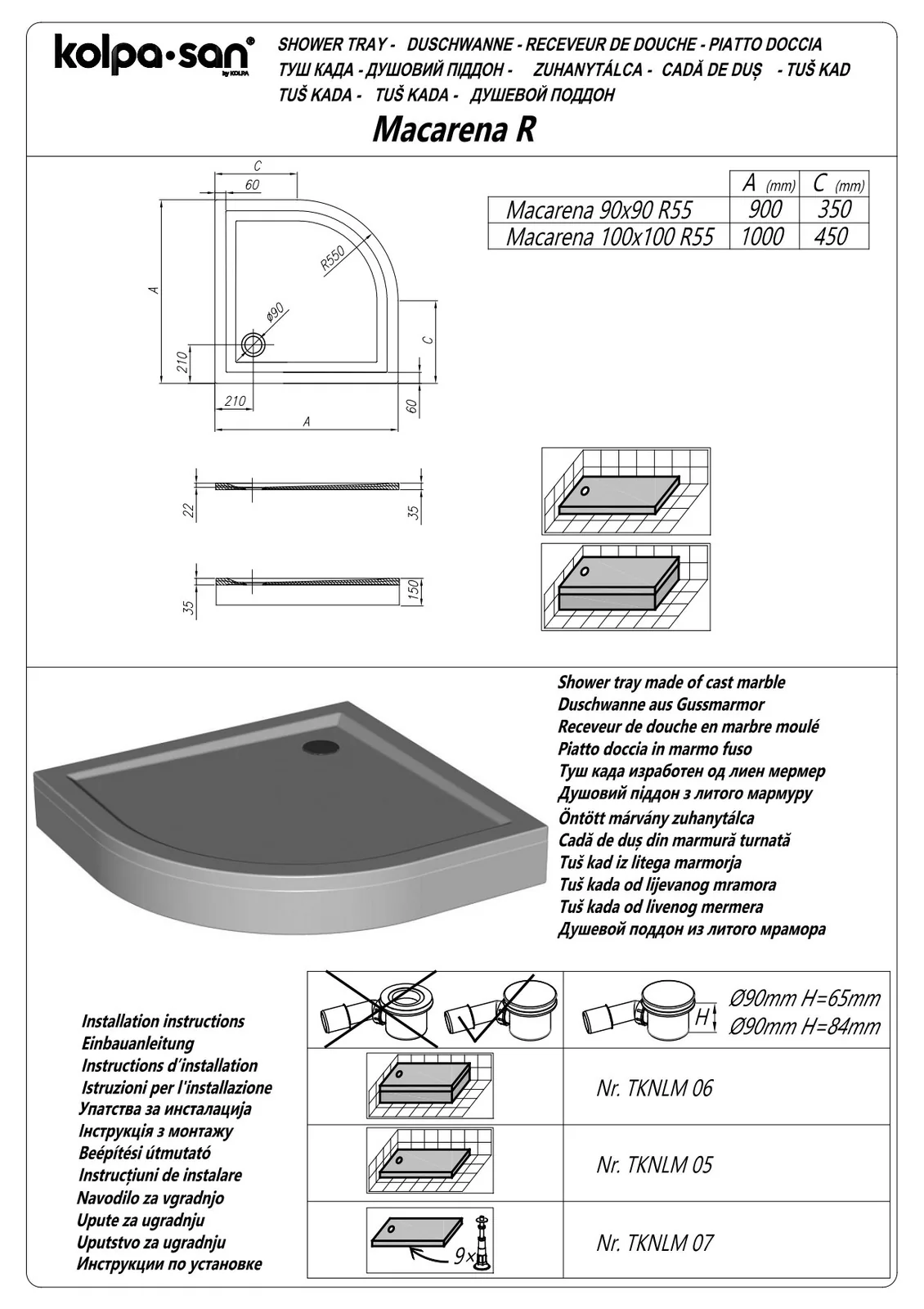 Kolpa san tuš kada MACARENA R90 (RAD550) - LM